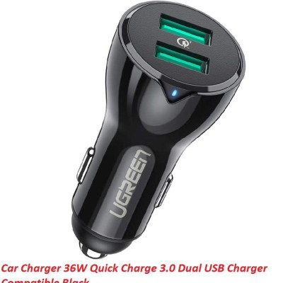 Ugreen UG40726CD163TK QC3.0 sạc xe 2 cổng USB chuẩn quick charge 3 màu đen - HÀNG CHÍNH HÃNG