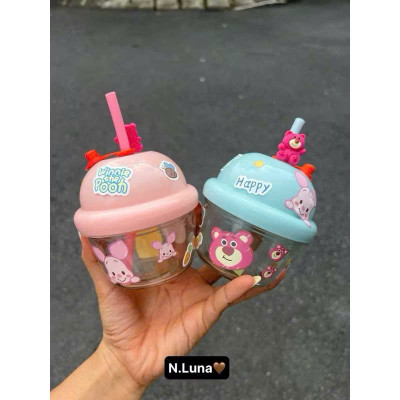 Cốc Thủy Tinh 210ml Cho Bé + Ống Hút + Sticker Tặng Kèm Tiện Dụng - HÀNG CHÍNH HÃNG MINIIN