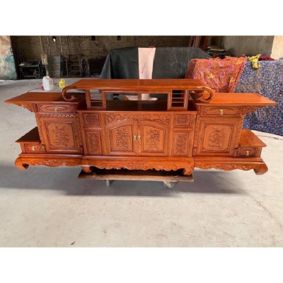 kệ tivi sừng trâu gỗ hương đá cánh đục 2m4