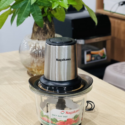 Máy xay thịt 2 lưỡi dao kép cối thủy tinh Nagakawa NAG0812 (400W - 1.5 Lít) - Hàng Chính Hãng