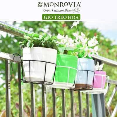  Combo 3 Giỏ treo chậu hoa ban công MONROVIA, giỏ sắt treo chậu hoa ban công, chậu treo ban công, kệ treo ban công, móc treo, khung thép, sơn tĩnh điện chính hãng thương hiệu MONROVIA  - Màu Trắng