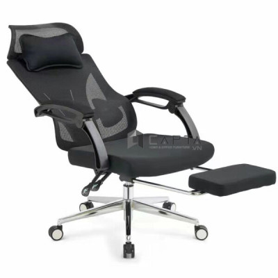 Ghế văn phòng ngả lưng duỗi chân có gối tựa đầu nhập khẩu Ghế làm việc lưng lưới cao cấp CR4321-M