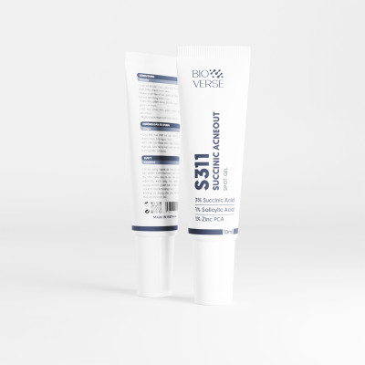 Gel chấm mụn 3% Succinic acid + 1% Salicylic Acid hỗ trợ giảm khuẩn và se còi mụn Bioverse S311 Succinic Acneout 10ml 