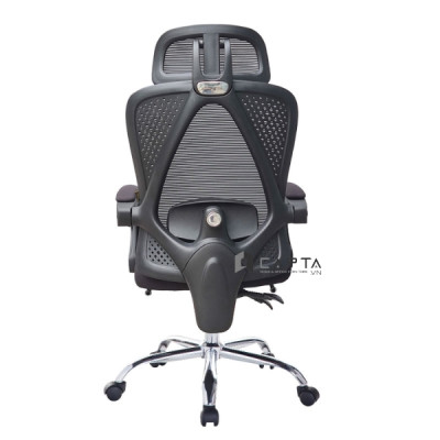 Ghế làm việc có gác chân CR4328-M Nội thất Capta Ghế văn phòng lưng lưới cao nệm vải đen khung nhựa đen tay nhựa nâng hạ độ cao chân xoay inox 201 có bánh xe tại tp hcm