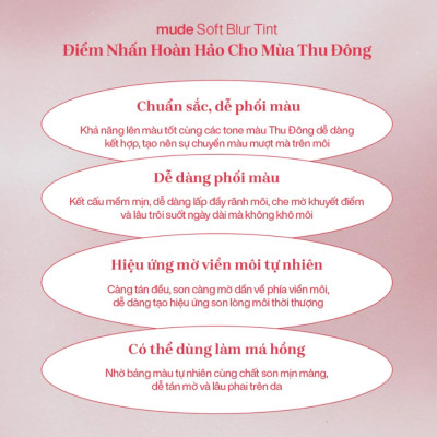 Son Kem Mịn Lì Nhẹ Như Nhung Blur Mude Soft Blur Tint (3g)