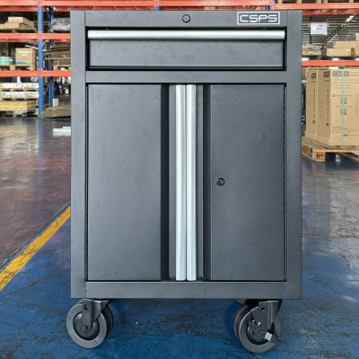 Tủ dụng cụ CSPS 61cm - 01 hộc kéo màu đen kèm bánh xe (tay cầm trắng)