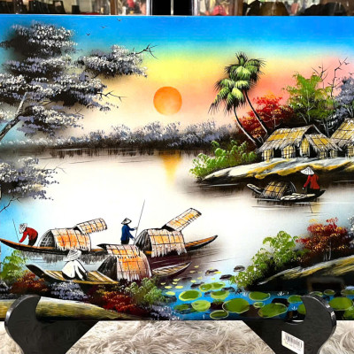 Tranh sơn mài - ĐỒNG QUÊ VIỆT NAM - Size 40x60 cm