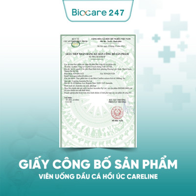 [Chính hãng] Viên dầu cá hồi Úc Careline bổ sung DHA, EPA, tăng cường não bộ, bảo vệ thị lực & tim mạch - 100 viên/hộp