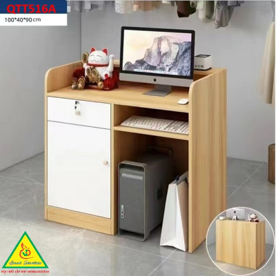 Bàn thu ngân, bàn lễ tân, bàn tính tiền bằng gỗ MDF QTT516 - NỘI THẤT LẮP RÁP VIENDONGADV