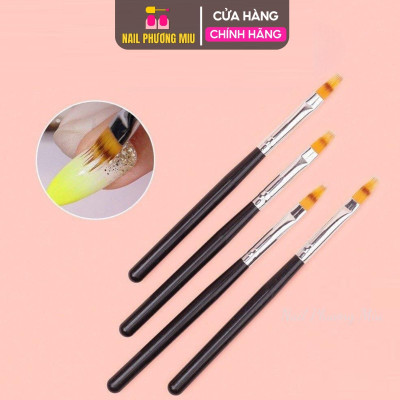 Cọ Ombre Đầu Dẹt Cán Gỗ, 2 Lớp Lông, Dặm Sơn Gel, Loang Kéo Màu Làm Nail, Thiết Kế Độc Đáo, Lông Tổng Hợp Cao Cấp cọ xước nail
