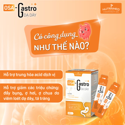 Gói uống Osa Gastro hỗ trợ giải quyết viêm loét dạ dày, tá tràng toàn diện (20 gói) - Nutramed