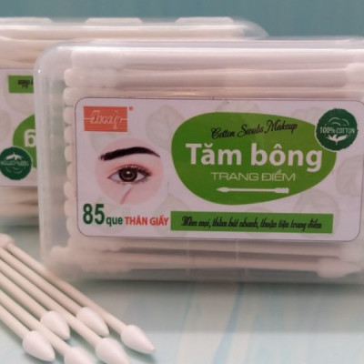 TĂM BÔNG TRANG ĐIỂM THÂN GIẤY CAO CẤP 85PCS
