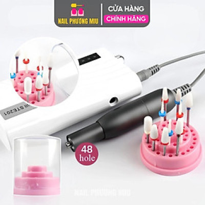 Hộp Đựng Đầu Mài 48 Lỗ Bằng Nhựa Màu Ngẫu Nhiên Size To Nhỏ, Hộp Cắm Đầu Mài Móng Làm Nail Chuyên Dụng, Nắp Bảo Quản Chắc Chắn, Chống Bụi Bẩn