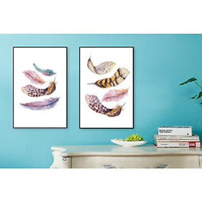 Tranh Canvas Treo Tường Bộ Tranh Lông Vũ Nghệ Thuật 