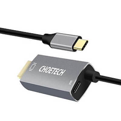 Dây cáp sạc nhanh CHOETECH M180 chia cổng đa năng PD Type-C thành cổng Type-C PD 3.0, cổng HDMI chuẩn 4k dài 180cm cho Macbook Pro / Smartphone - Hàng chính hãng