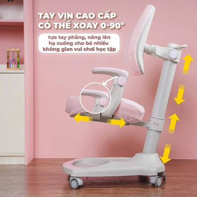 Ghế học sinh chống gù đa năng Tundo nâng hạ chiều cao tay gạt CT G06 có khóa bánh trọng lực, xoay 360 độ