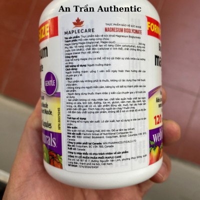 [Webber Naturals] Viên Uống Bổ Sung Magnesium Bisglycinate 200mg - 120 Viên - Hàng Công Ty