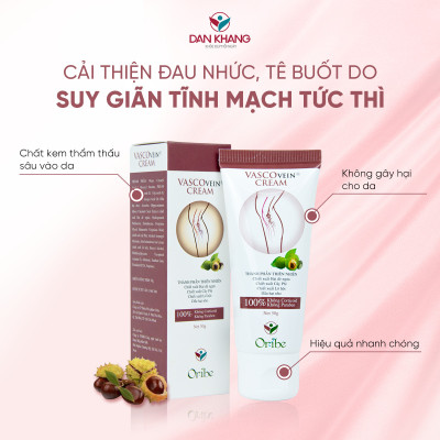 Kem Thoa Giảm Sưng Đau, Tê Phù, Chuột Rút Do Suy Giãn Tĩnh Mạch Vascovein Dân Khang - Tuýp 50g