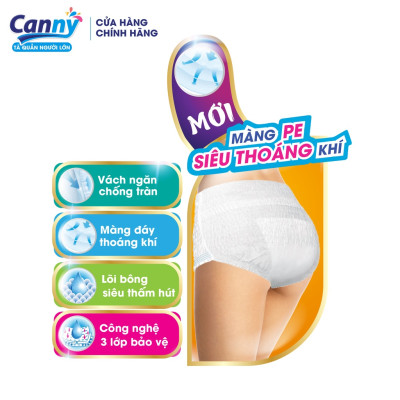 Combo 2 gói Tã/Bỉm Quần Người Lớn Canny Siêu Mềm Mại, Siêu Thấm, Kháng Khuẩn XL7 (7 miếng)