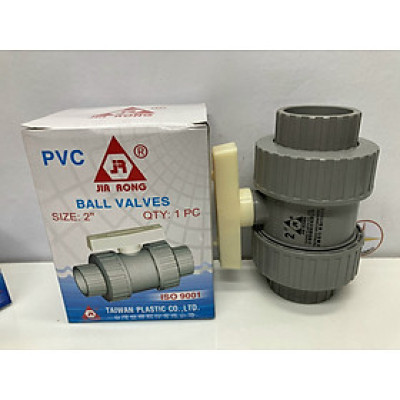 Van hai (2) đầu rắc co 60 nhựa PVC Jiarong _ UB020