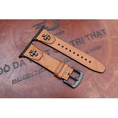 Dây da thay thế dành cho đồng hồ Apple Watch Da Bò Pullup Rivet chữ thập Khóa Thép 316L Dành Cho Series SE 7| 6 | 5 | 4 | 3 | 2 | 1 - Hàng chính hãng