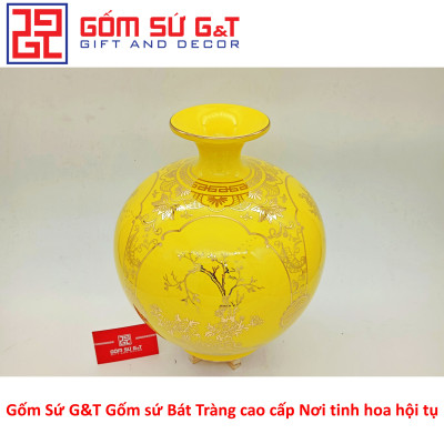 Bóng hút tài lộc 4 mùa sung túc vẽ vàng kim Gốm Sứ G&T