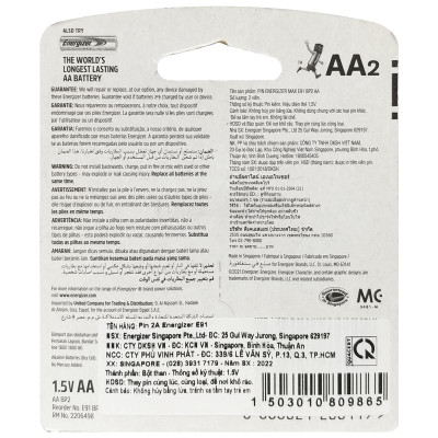 Vỉ 2 Pin Energier Max AA