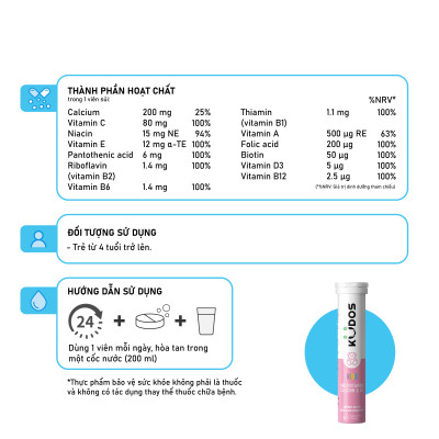 Thực phẩm bảo vệ sức khỏe KUDOS KIDS MULTIVITAMINS PLUS  CALCIUM & D3 (20 viên/tuýp)