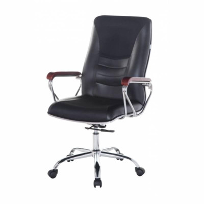 Ghế Trưởng Phòng Khung Đúc Tay Gỗ Chân Thép Mạ IB202 Ibie - Đen