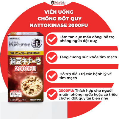 Viên Uống hỗ trợ phòng Chống Tai Biến & Đột Quỵ Nattokinase Noguchi 2000FU