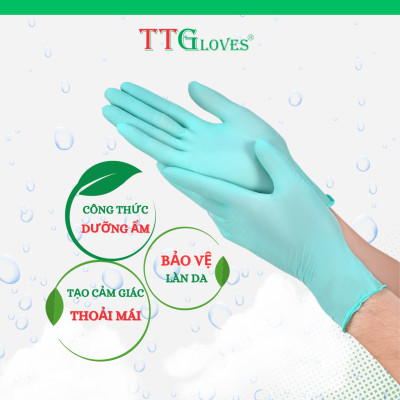 Găng Tay Y Tế Size M Màu Xanh Lá (100 Chiếc)_Không Bột Nitrile TTGLOVES