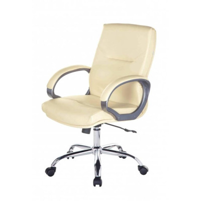 Ghế Trưởng Phòng  Tay Ốp Da Pu Chân Ngoại Nhập Cao Cấp IBIE IB330 - Kem