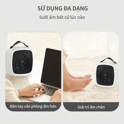 Máy sưởi mini công suất 500-1000W, quạt sưởi mini để bàn Q124, thiết kế nhỏ gọn, làm nóng tức thì, hàng chính hãng, bảo hành 12 tháng