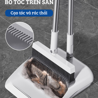 Bộ Hốt Rác Gia Đình Gấp Gọn Kèm Chổi Quét Rác Cao Cấp DAMAS TS2 - Lông chổi mềm mại không bám dính tóc - Hốt rác gấp gọn giúp tiết kiệm không gian