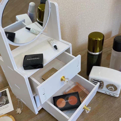 Kệ Mỹ Phẩm Gương Tai Mèo 2 Tầng Để Bàn