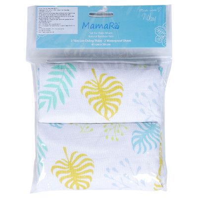 Bộ 2 tấm lót chống thấm vải sợi tre cho bé 35x35 Mamaru MA-LOT35X35 - Diệt khuẩn, hút ẩm tốt, kháng tia UV