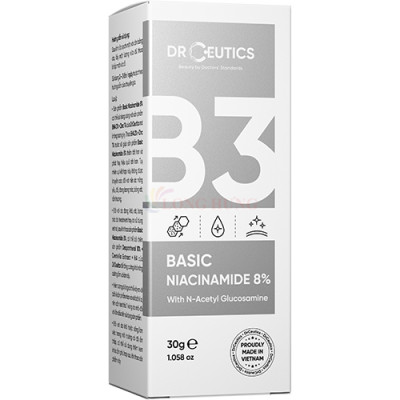 Tinh chất DrCeutics Basic Niacinamide 8% giúp thu nhỏ lỗ chân lông dành cho da dầu và mụn (30g) - Hàng chính hãng