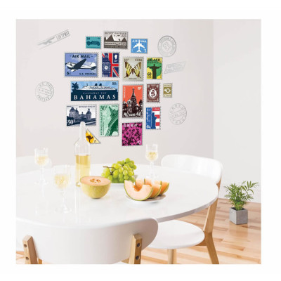 Decal 3D bộ sưu tập tem trên thế giới AmyShop DKN104 (90 x 130cm)