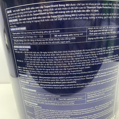 Sơn nước siêu cao cấp Toa SuperShield ngoại thất màu vàng 8522 _4L