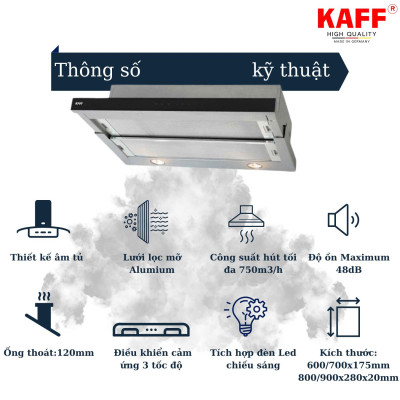 Máy hút mùi âm tủ inox phối kính cảm ứng 700mm KAFF KF-TL700 - Hàng Chính Hãng