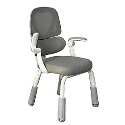 Ghế học bài lưng lưới nệm vải màu xám CE1026-M Nội thất Capta Ghế ngồi học bài tại nhà cho trẻ em nệm xám khung nhựa màu trắng chân sắt sơn tĩnh điện màu trắng có nút điều chỉnh độ cao 
