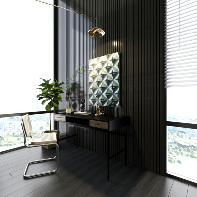 [Happy Home Furniture] BECKY, Bàn làm việc 3 ngăn - chân sắt ,  120cm x 55cm x 75cm ( DxRxC), BAN_005