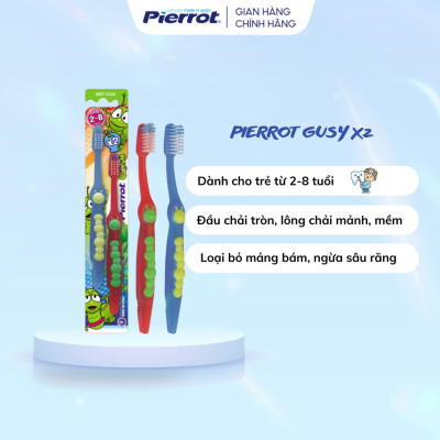 [ Mua 2 tặng 1 kem đánh răng táo ] Bộ đôi bàn chải đánh răng trẻ em siêu mềm PIERROT GUSY X 2