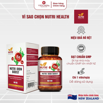 [Mua 2 Tặng 1] Viên Sắt Hữu Cơ New Zealand Nutri Iron Boost 30 Viên | Giúp Bổ Sung Sắt, Acid Folic Cho Cơ Thể - Nhập Khẩu Chính Hãng