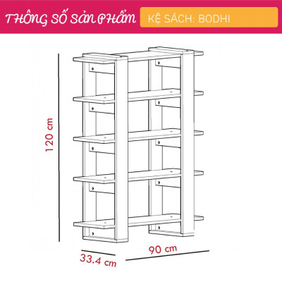 Giá sách gỗ giá trưng bày phòng khách SMLIFE Bodhi