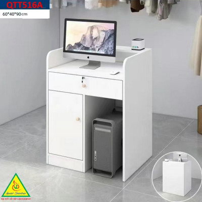 Bàn thu ngân, bàn lễ tân, bàn tính tiền bằng gỗ MDF QTT516 - NỘI THẤT LẮP RÁP VIENDONGADV