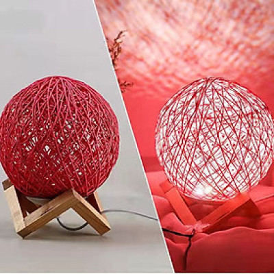 Đèn ngủ, đèn để bàn KOVER hình quả cầu mây độc lạ- Tặng kèm quạt USB( màu ngẫu nhiên)