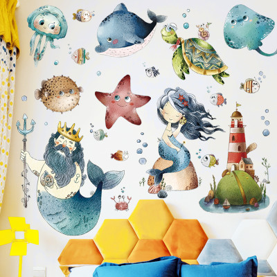 Decal dán tường cho bé Sticker dán tường in chất lượng cao có keo mặt sau mẫu Nàng Tiên Cá ZH76