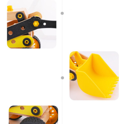 Đồ Chơi Gỗ Xe Xúc, Bộ Đồ Chơi Lắp Ghép Xếp Hình Cho Bé - Tặng Kèm 01 Tranh Ghép Gỗ 16 Mảnh