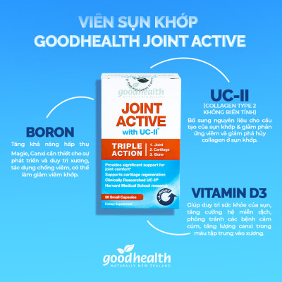 Combo 3 hộp Viên Sụn Khớp Goodhealth Joint Active - Với UC2 Tái Tạo Và Duy Trì Sụn Khớp - Giúp Khớp Khỏe Dễ Dáng Vận Động – 100% Chính Hãng Từ New Zealand